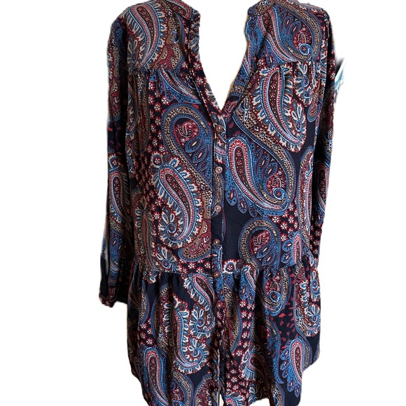 Soft Surroundings Paisley Tunic long Sleeve Button Down. Medium - Picture 1 of 6